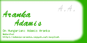 aranka adamis business card